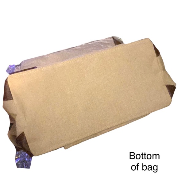 NGil Jute/Khaki Canvas Zip-Top Weekender Tote w/Brown PU Leather - Picture 5 of 8